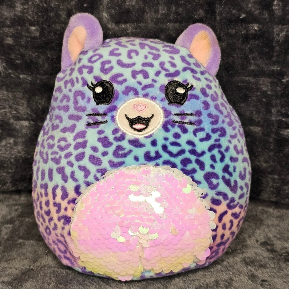 Squishmallows Kat the Leopard 5" Plush Scented Mystery Squad Purple Sequin Belly